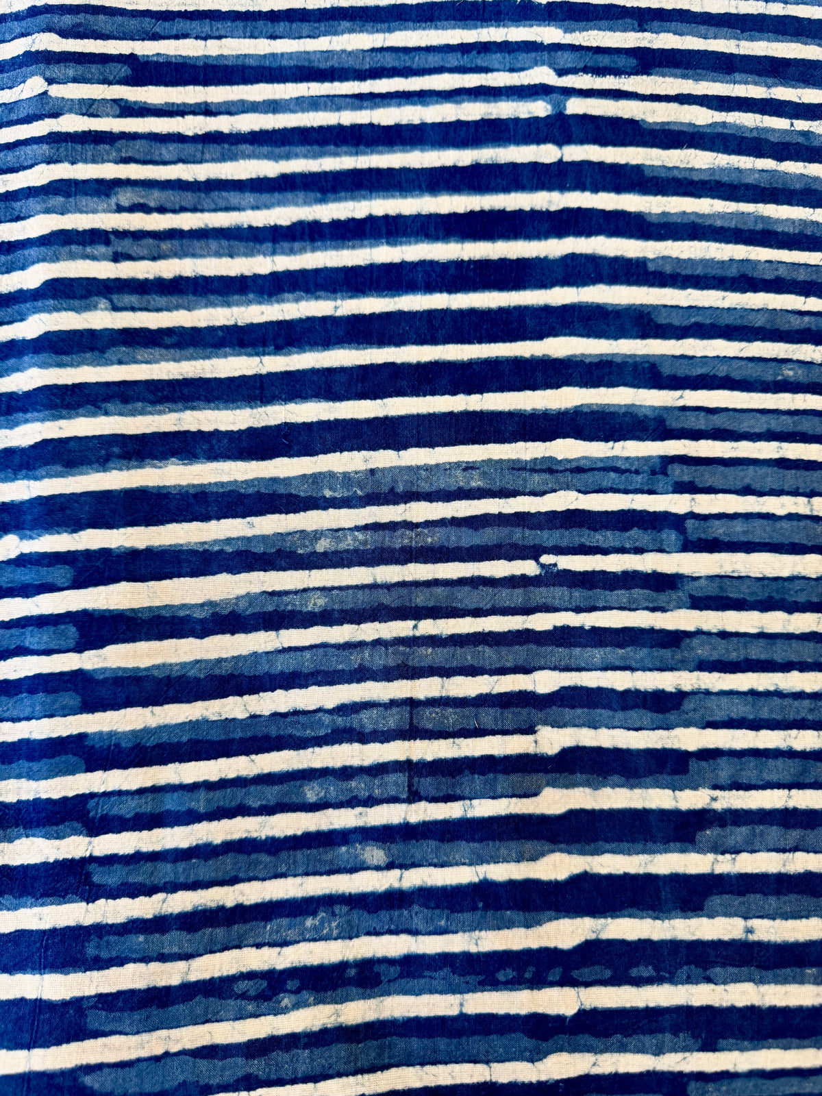 Block Print Cotton Fabric – Indigo & White Stripe
