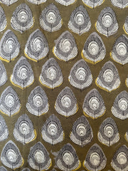 Block Print Cotton Fabric – Khaki Feather