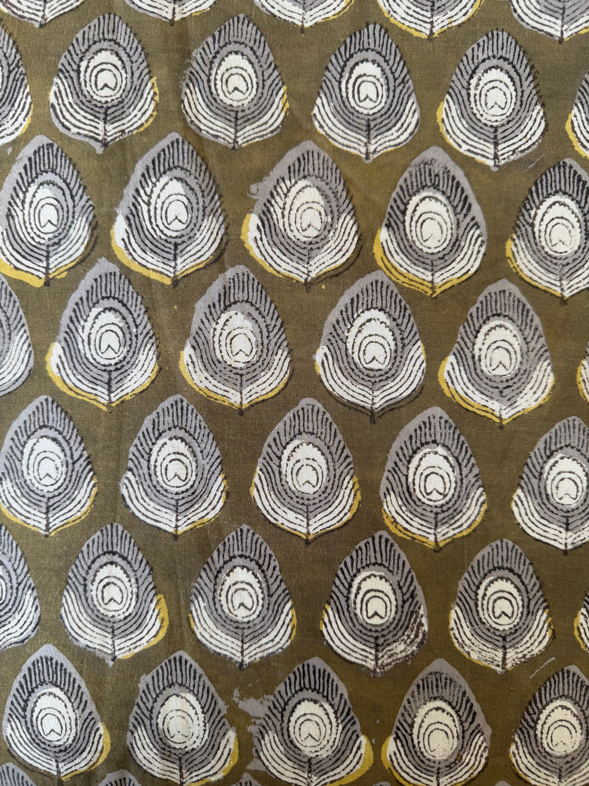 Block Print Cotton Fabric – Khaki Feather