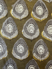 Block Print Cotton Fabric – Khaki Feather