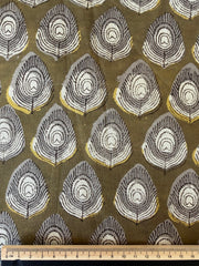 Block Print Cotton Fabric – Khaki Feather