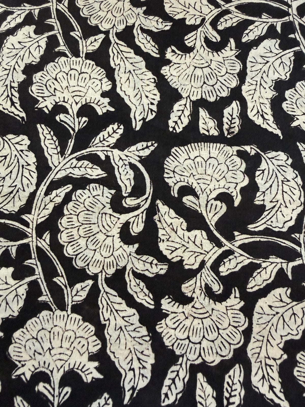 Block Print Cotton Fabric – Large Black Print