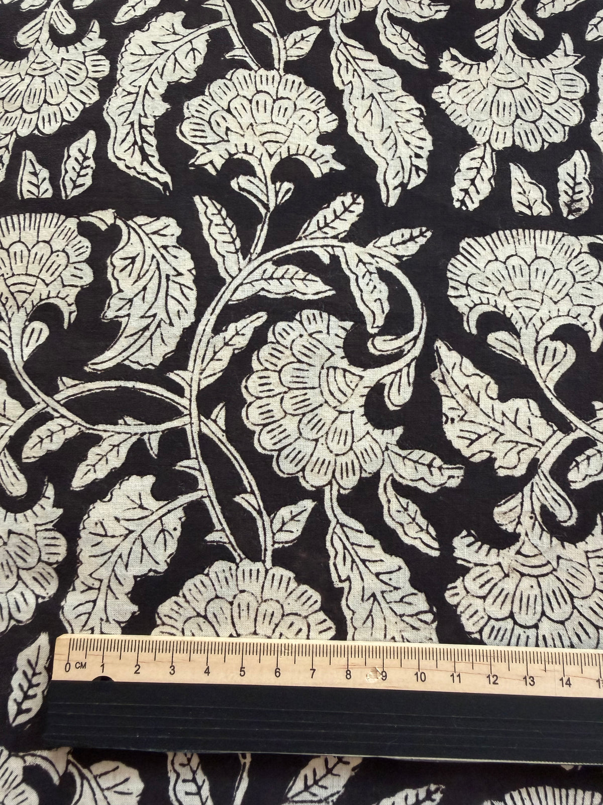 Block Print Cotton Fabric – Large Black Print