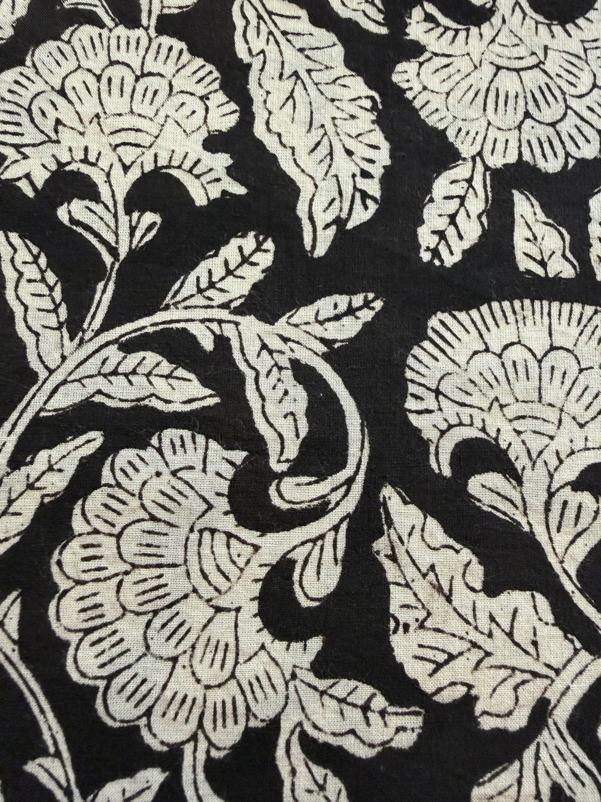 Block Print Cotton Fabric – Large Black Print