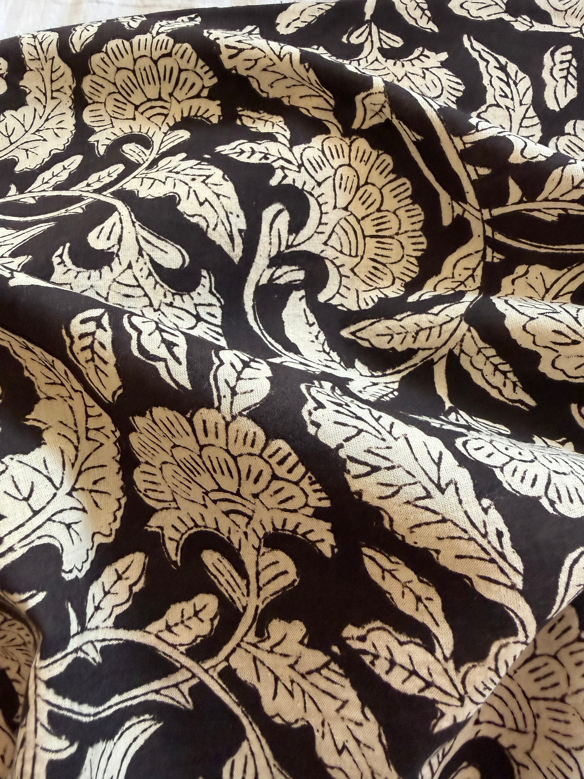 Block Print Cotton Fabric – Large Black Print