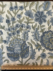 Block Print Cotton Fabric – Large Floral – Slate Blue