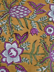 Block Print Cotton Fabric – Mustard Floral