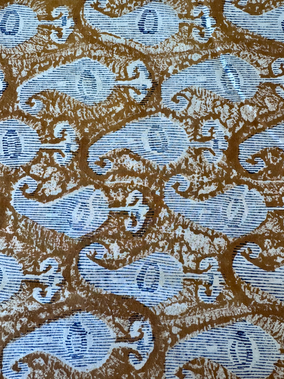 Block Print Cotton Fabric – Mustard With White Paisley