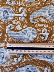 Block Print Cotton Fabric – Mustard With White Paisley