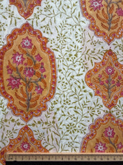 Block Print Cotton Fabric – Orange Indian Mofif