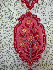 Block Print Cotton Fabric – Pink & Red Indian Mofif