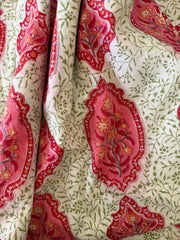 Block Print Cotton Fabric – Pink & Red Indian Mofif