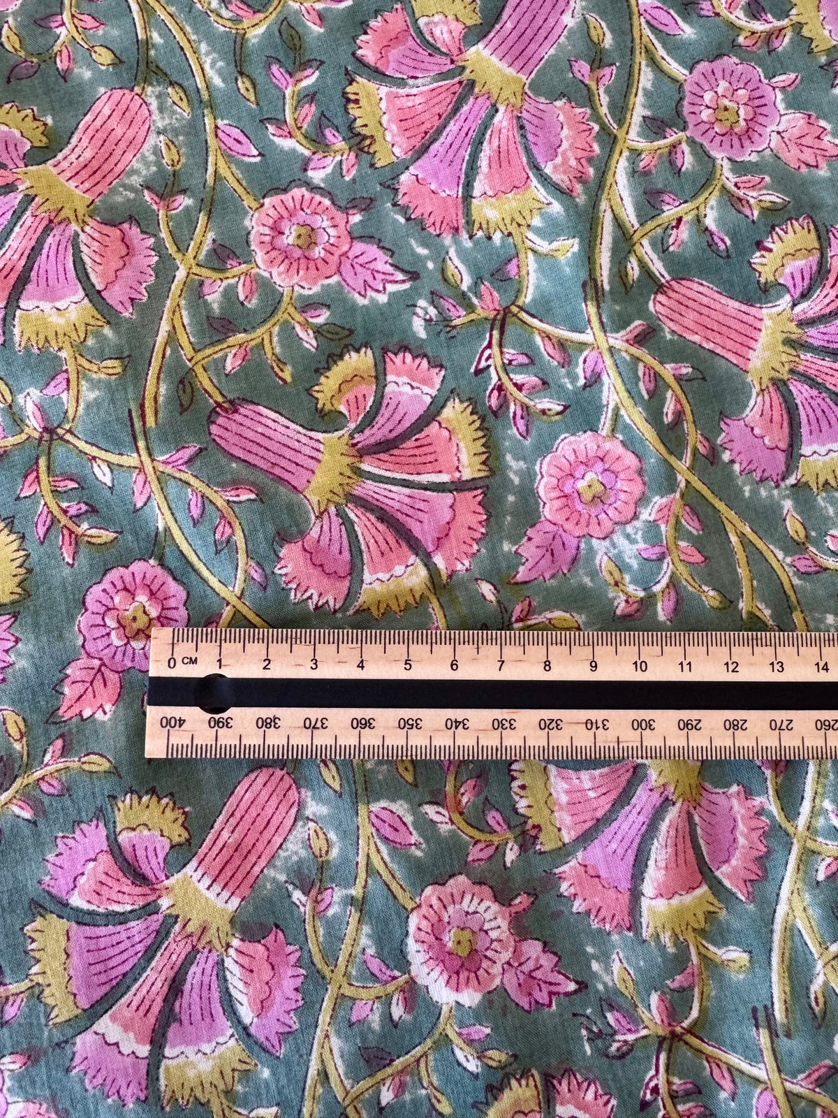 Block Print Cotton Fabric – Pink Bell Floral