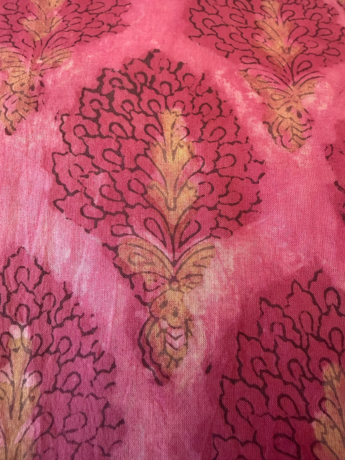 Block Print Cotton Fabric – Pink Hydrangeas