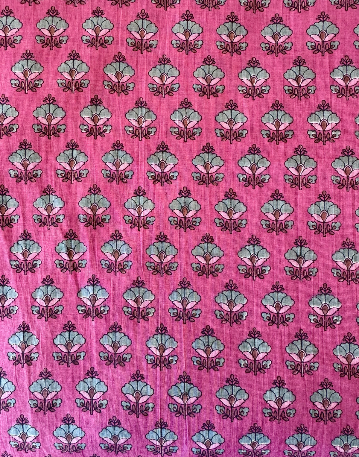 Block Print Cotton Fabric – Pink Small Flowers