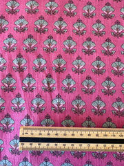 Block Print Cotton Fabric – Pink Small Flowers