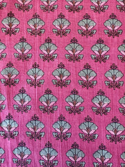 Block Print Cotton Fabric – Pink Small Flowers