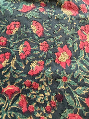 Block Print Cotton Fabric – Pink Turquoise