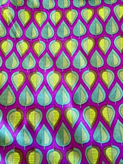 Block Print Cotton Fabric – Purple & Green Leaves