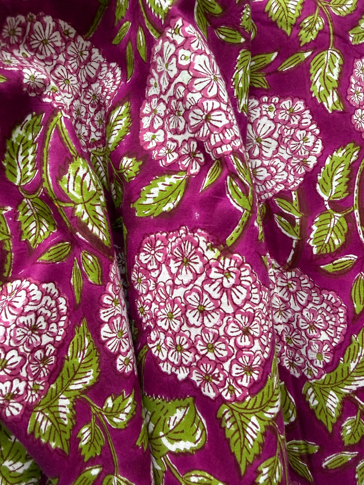 Block Print Cotton Fabric – Purple Green