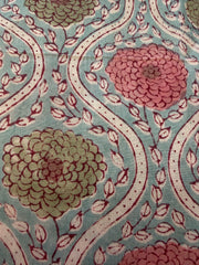 Block Print Cotton Fabric – Red & Pink Floral