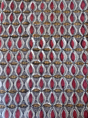 Block Print Cotton Fabric – Red & Yellow Pattern on Grey