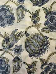 Block Print Cotton Fabric – Slate Blue Floral