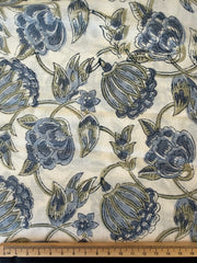 Block Print Cotton Fabric – Slate Blue Floral