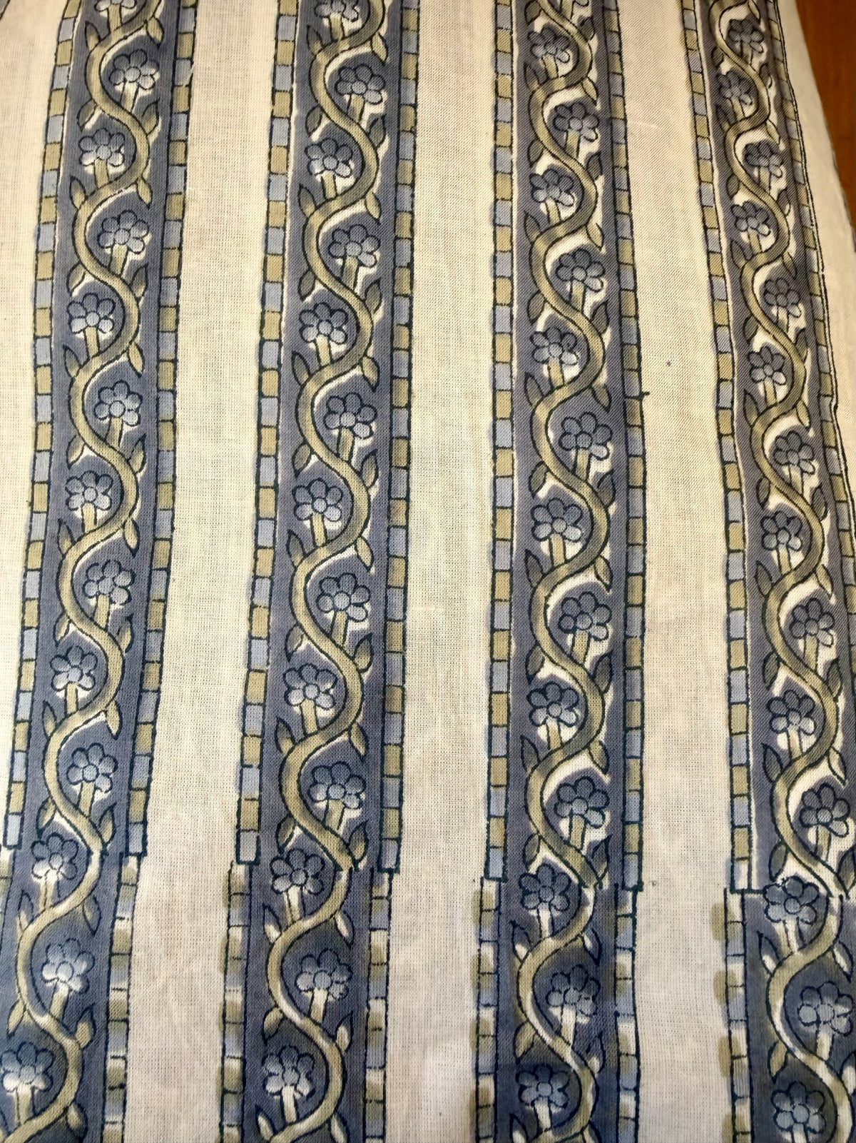 Block Print Cotton Fabric – Slate Blue Stripe