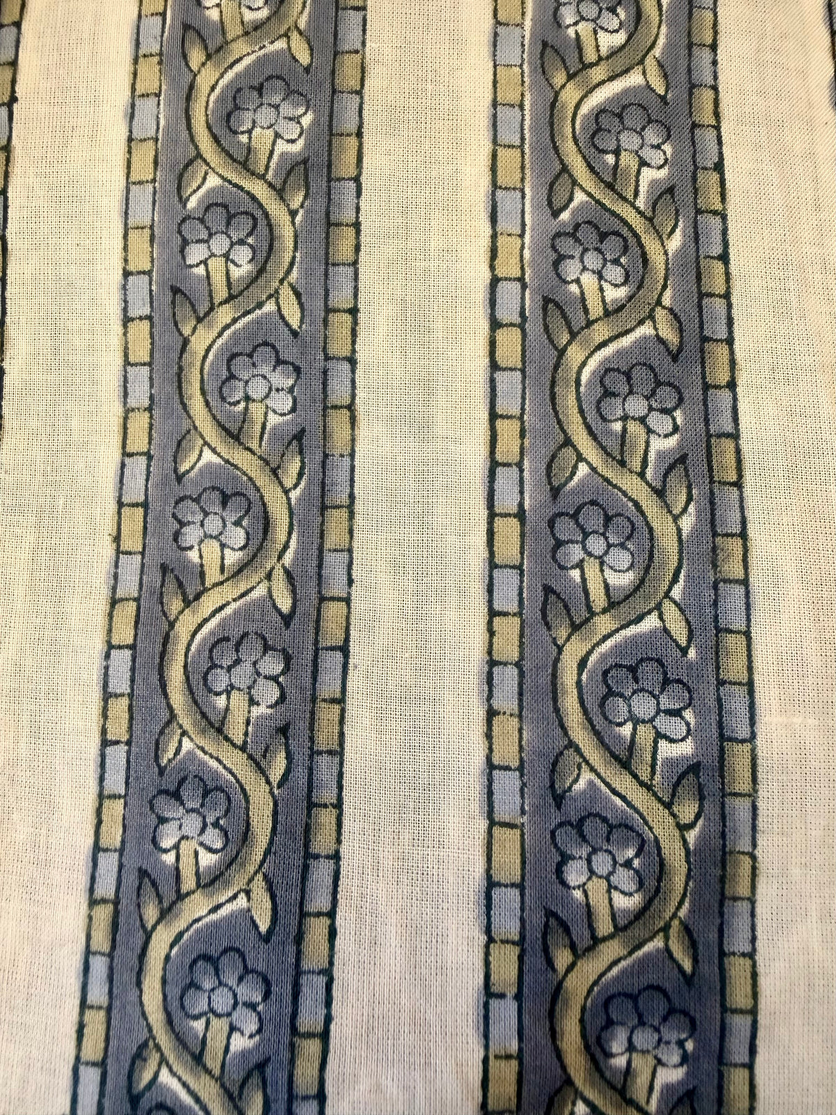 Block Print Cotton Fabric – Slate Blue Stripe
