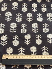 Block Print Cotton Fabric – Small Black Print
