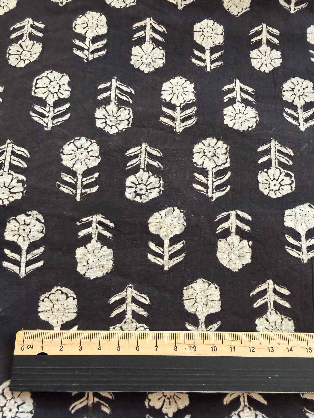 Block Print Cotton Fabric – Small Black Print