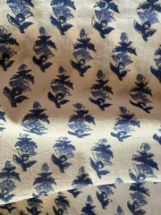Block Print Cotton Fabric – Small Blue on White