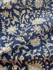 Block Print Cotton Fabric – White on Blue