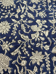 Block Print Cotton Fabric – White on Blue