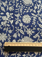 Block Print Cotton Fabric – White on Blue
