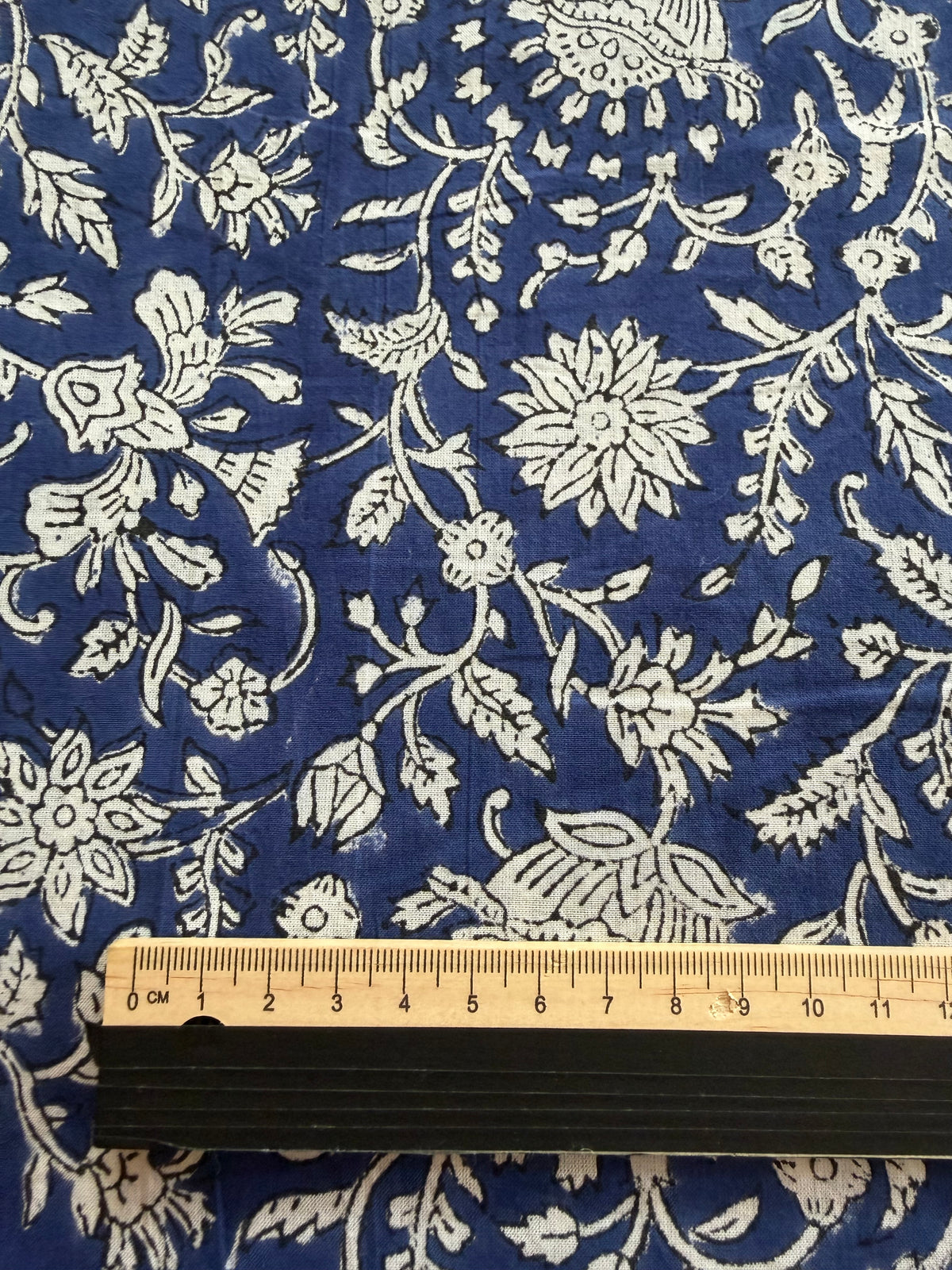 Block Print Cotton Fabric – White on Blue
