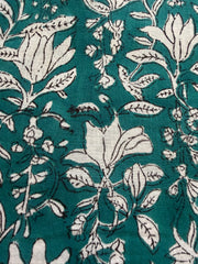 Block Print Cotton Fabric – White on Turquoise