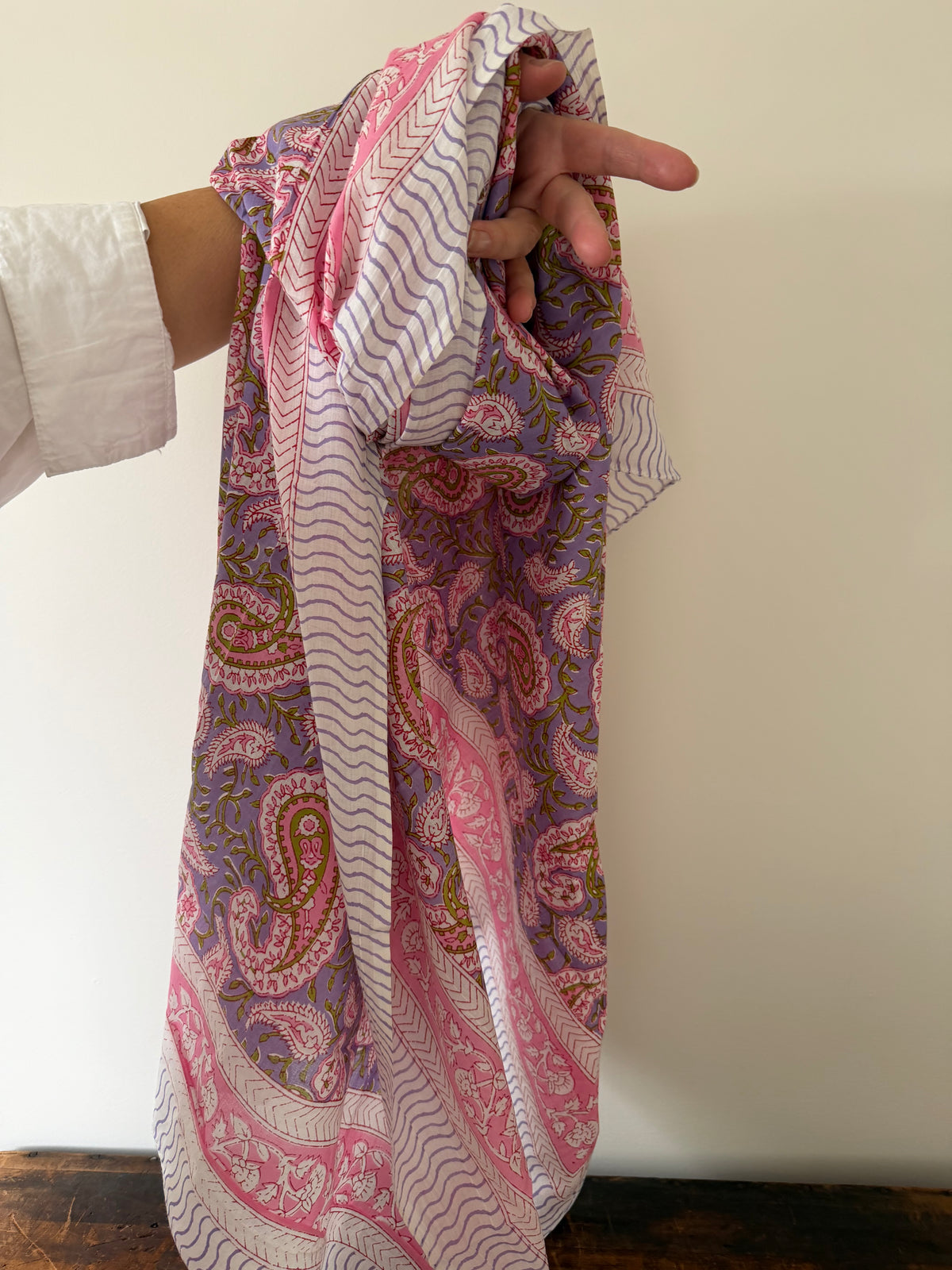 Block Print Cotton Sarong – Pink & Purple