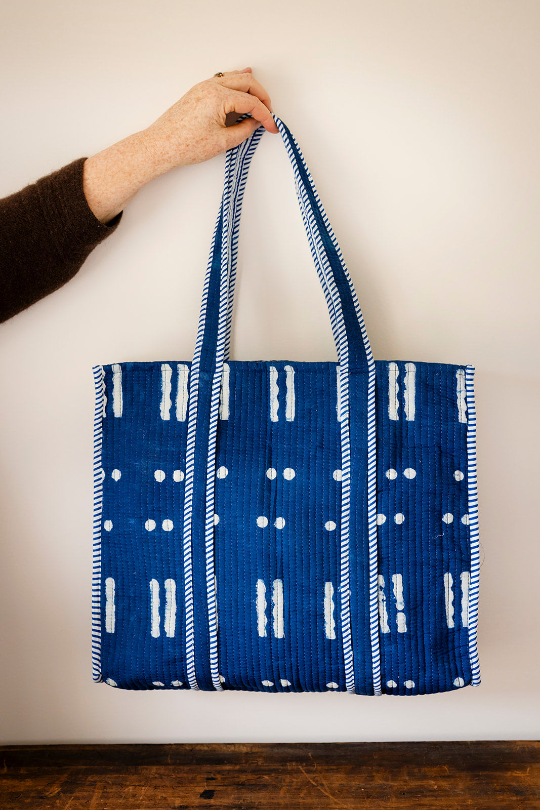 Block Print Cotton Tote Bag – Indigo