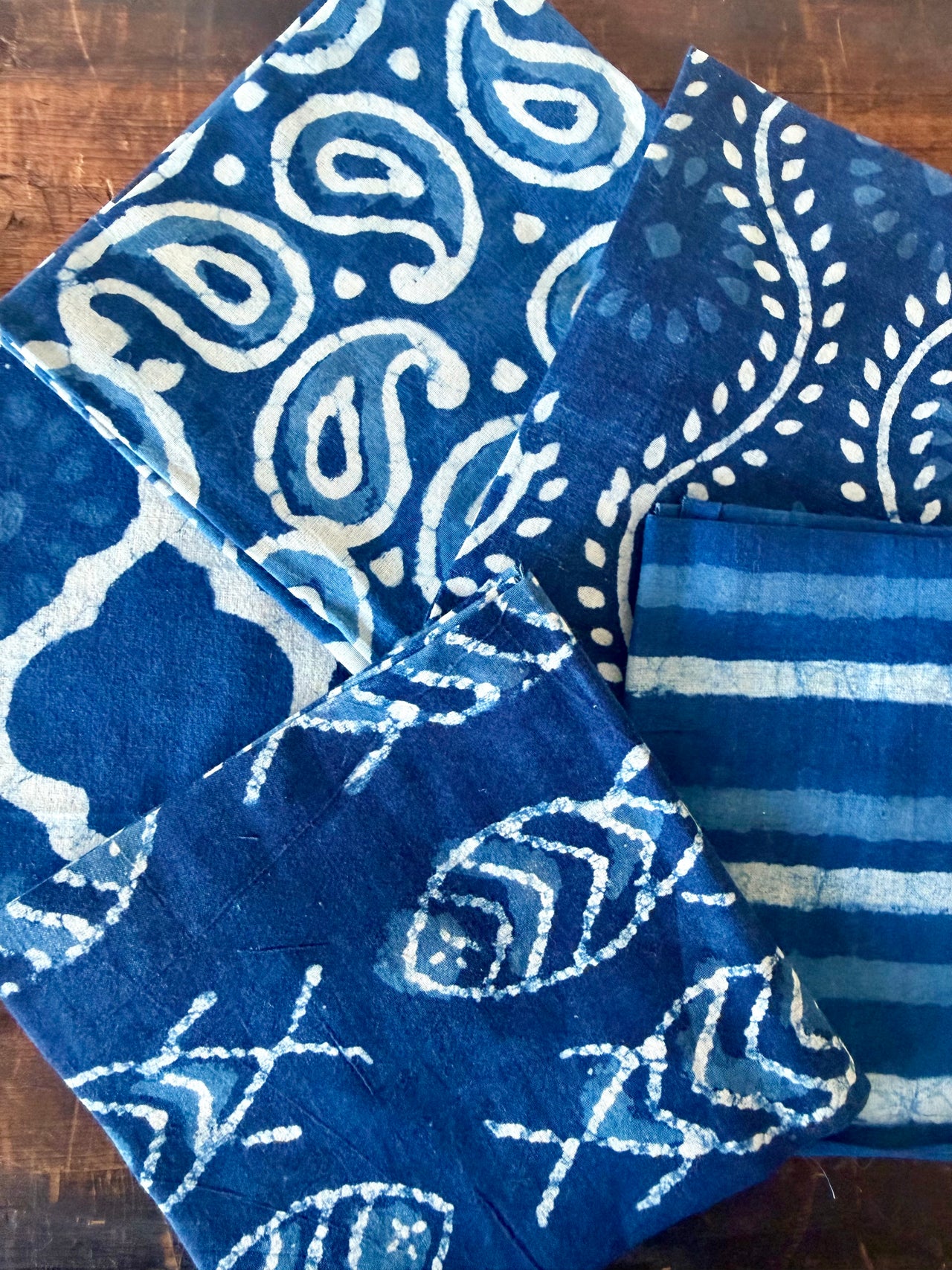 100% Cotton Block Print Fat Quarters - Indigo