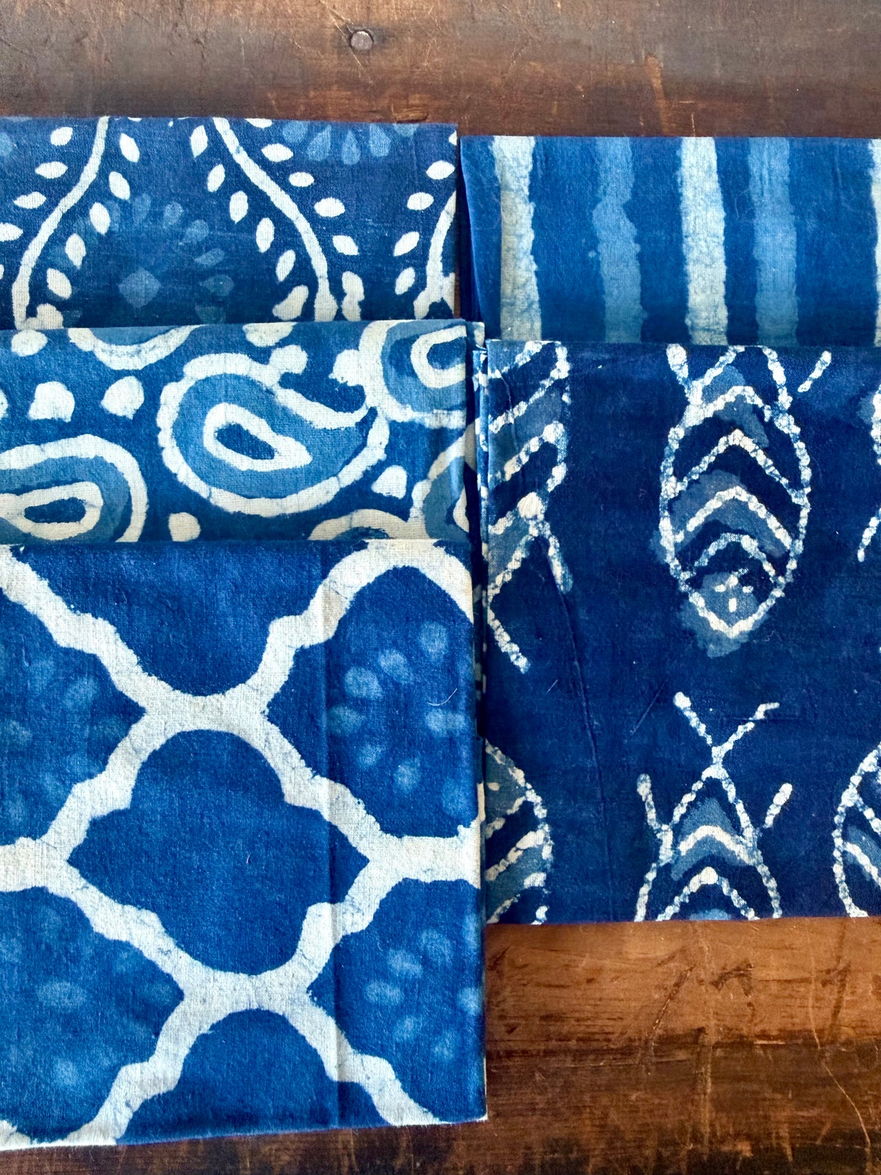 100% Cotton Block Print Fat Quarters - Indigo