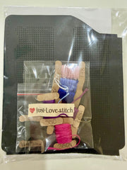 Cross – Stitch Kit – Black Leather Glasses Case – Pink, Purple & Blue Floral