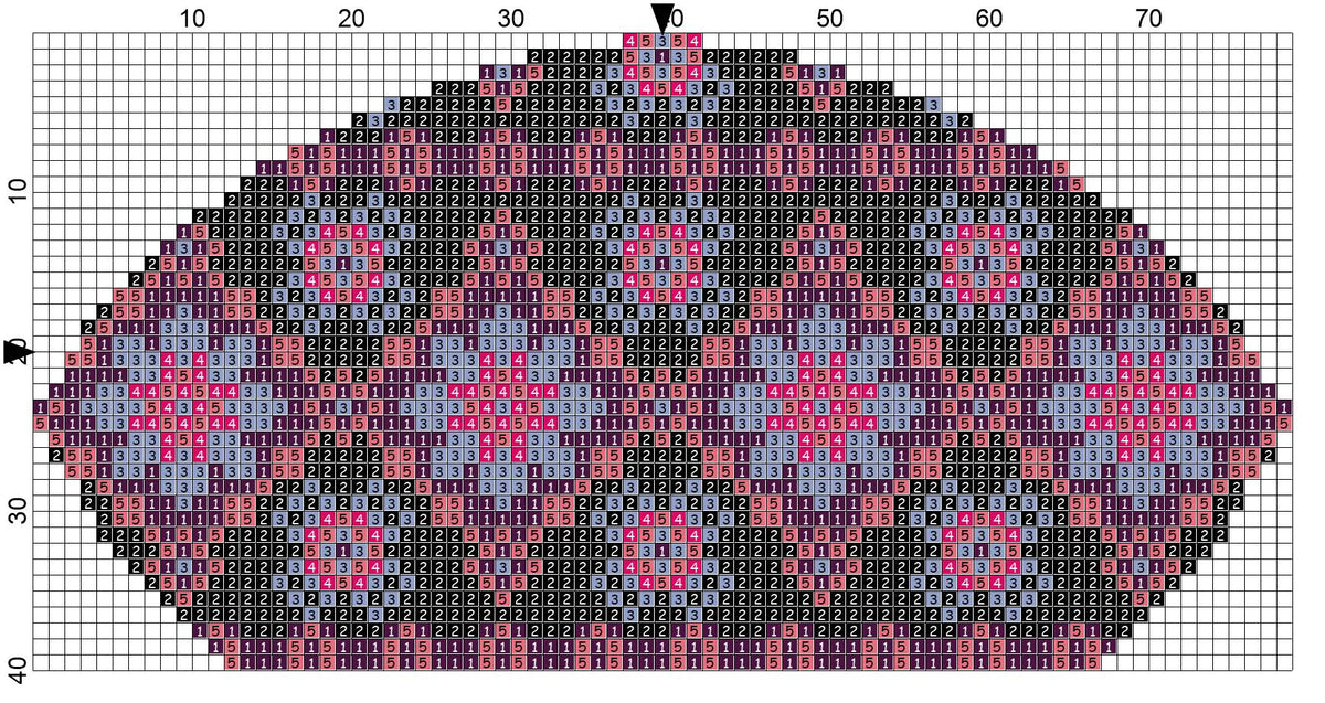 Cross – Stitch Kit – Black Leather Make – Up Bag – Pink & Purple