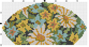 Cross – Stitch Kit – Black Leather Make – Up Bag – Yellow & Blue Floral