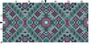 Cross – Stitch Kit – Black Leather Zipper Pouch – Turquoise & Purple Pattern