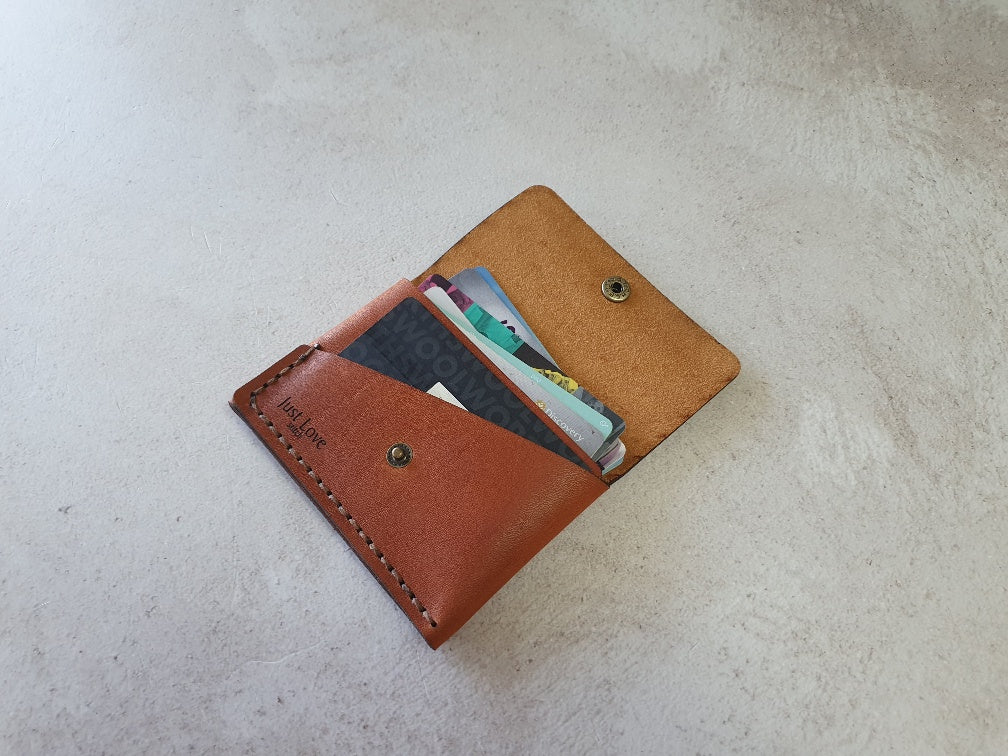 Cross – Stitch Kit – Tan Leather Card Holder – Multi – Coloured Pattern