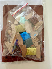 Cross – Stitch Kit – Tan Leather Card Holder – Multi – Coloured Pattern