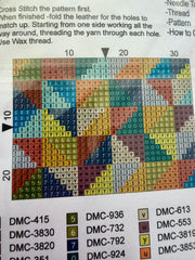 Cross – Stitch Kit – Tan Leather Card Holder – Multi – Coloured Pattern