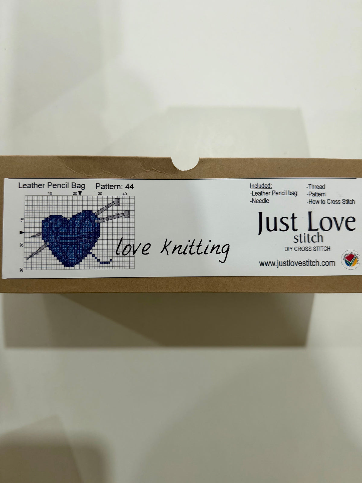 Cross – Stitch Kit – Tan Leather Pencil Case – Love Knitting